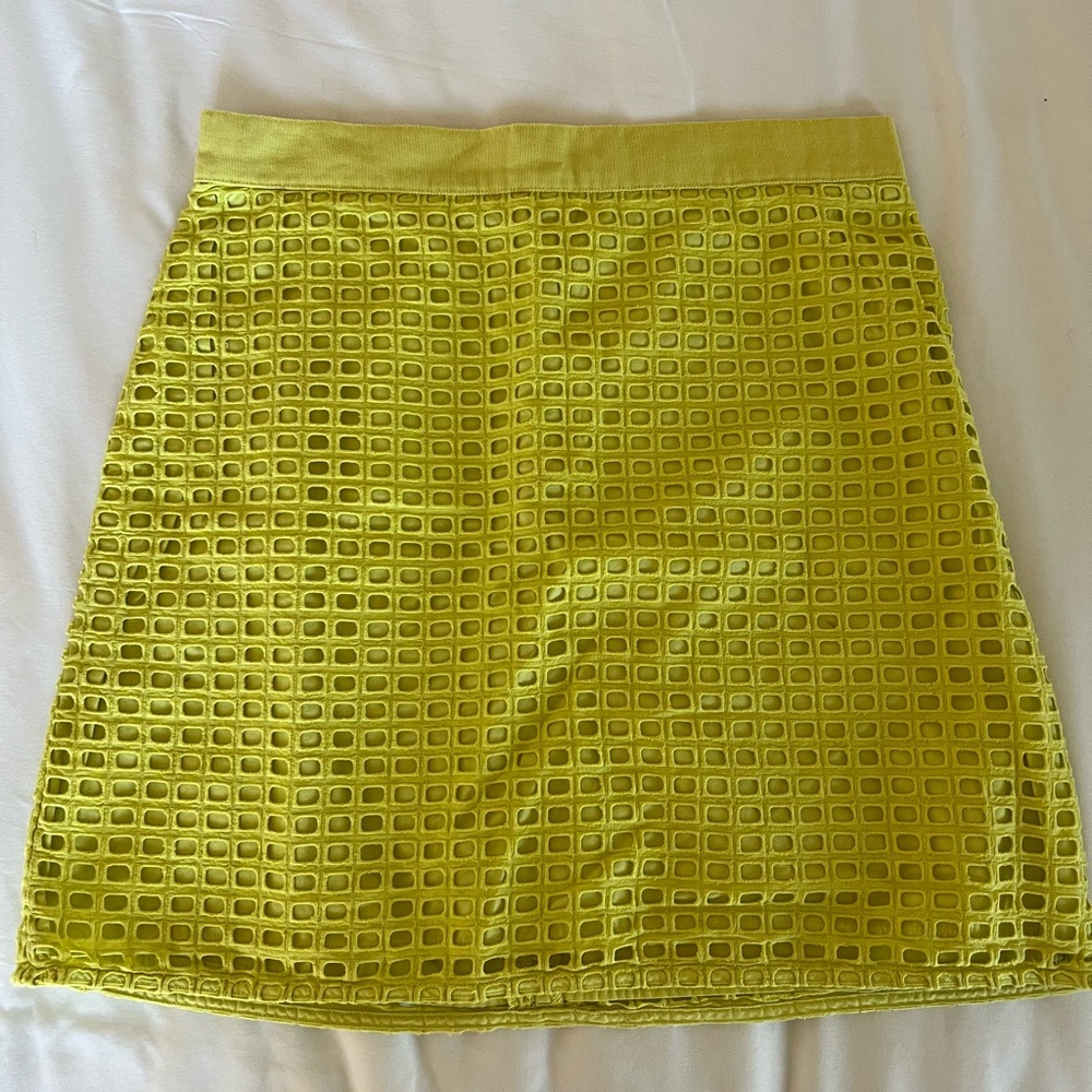 LOFT Lime Green Textured A-Line Mini Skirt